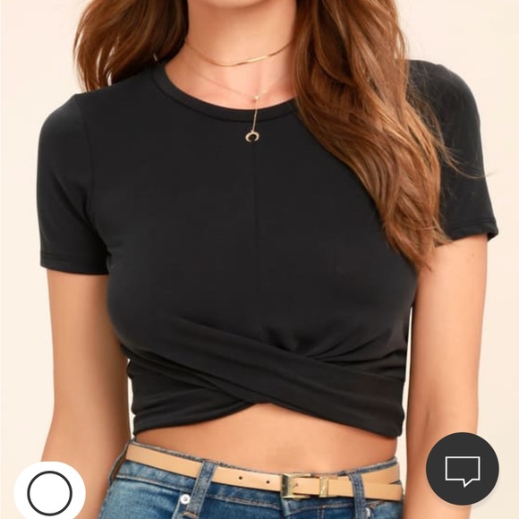 Lulu’s All Access Pass Washed Black Crop Top - Picture 1 of 8